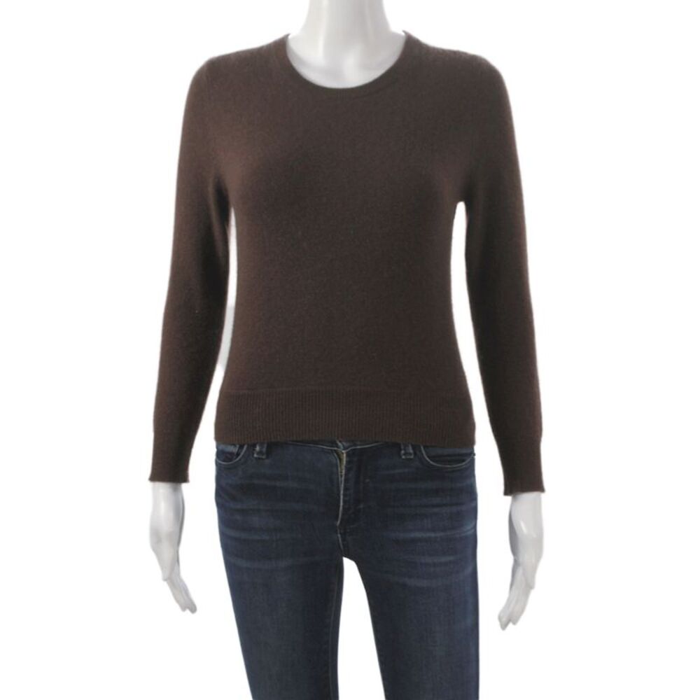 Alice + Olivia Unisex Pullover Cashmere Brown Long Sleeve Round Neck Size S